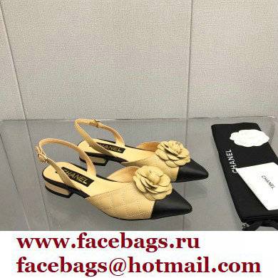 Chanel Camellia Slingbacks G38362 Lambskin Beige 2021