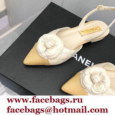 Chanel Camellia Slingbacks G38362 Lambskin White 2021