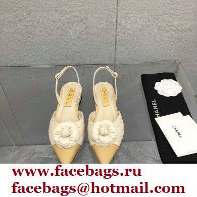 Chanel Camellia Slingbacks G38362 Lambskin White 2021