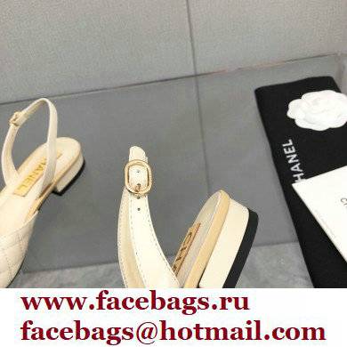 Chanel Camellia Slingbacks G38362 Lambskin White 2021