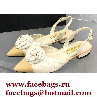 Chanel Camellia Slingbacks G38362 Lambskin White 2021