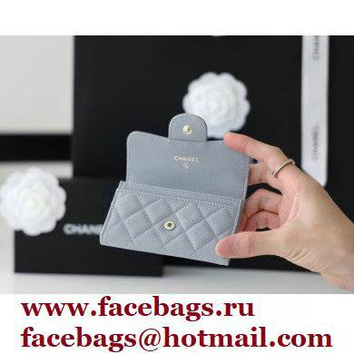 Chanel Classic Card Holder AP0214 in Original Grained Calfskin Light Gray - Click Image to Close