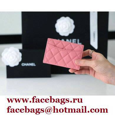 Chanel Classic Card Holder AP0214 in Original Grained Calfskin Pink