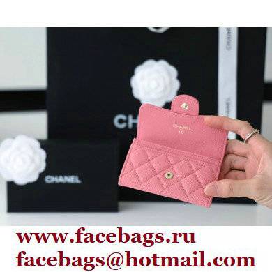 Chanel Classic Card Holder AP0214 in Original Grained Calfskin Pink