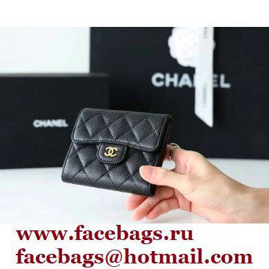 Chanel Classic Small Flap Wallet AP0231 in Original Grained Calfskin Black/Silver