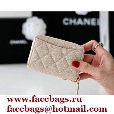 Chanel Classic Zipped Coin Purse AP0216 in Original Grained Calfskin Beige