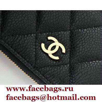 Chanel Classic Zipped Coin Purse AP0216 in Original Grained Calfskin Black/Gold