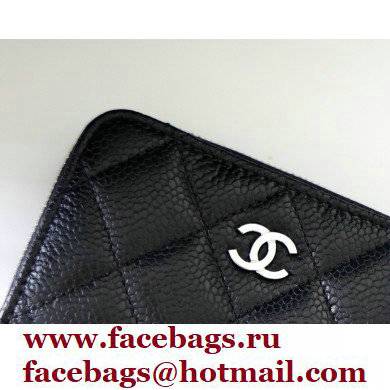 Chanel Classic Zipped Coin Purse AP0216 in Original Grained Calfskin Black/Silver