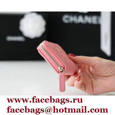 Chanel Classic Zipped Coin Purse AP0216 in Original Grained Calfskin Pink