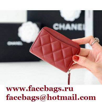 Chanel Classic Zipped Coin Purse AP0216 in Original Grained Calfskin Red