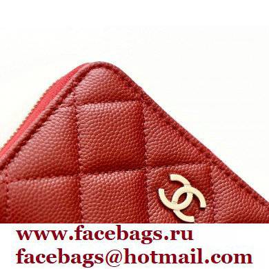 Chanel Classic Zipped Coin Purse AP0216 in Original Grained Calfskin Red