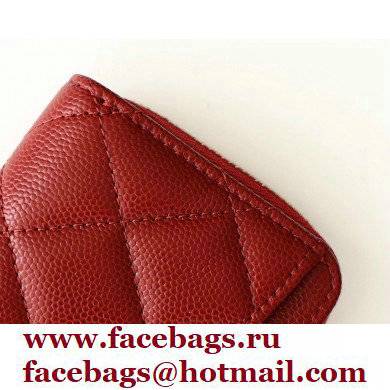 Chanel Classic Zipped Coin Purse AP0216 in Original Grained Calfskin Red