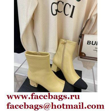 Chanel Heel 5cm Ankle Boots Lambskin/Grosgrain Beige 2021