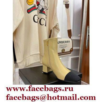 Chanel Heel 5cm Ankle Boots Lambskin/Grosgrain Beige 2021