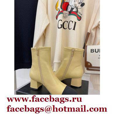 Chanel Heel 5cm Ankle Boots Lambskin/Grosgrain Beige 2021