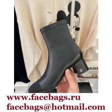 Chanel Heel 5cm Ankle Boots Lambskin/Grosgrain Black 2021