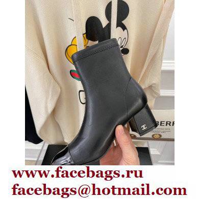 Chanel Heel 5cm Ankle Boots Lambskin/Patent Black 2021