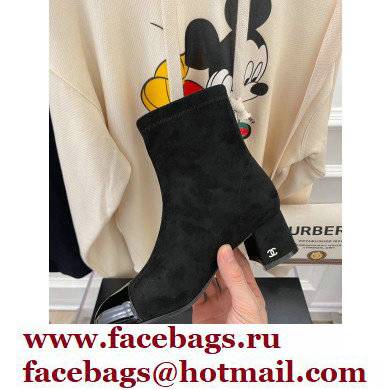 Chanel Heel 5cm Ankle Boots Suede/Patent Black 2021