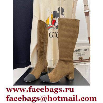 Chanel Heel 5cm High Boots Suede Camel 2021