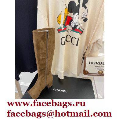 Chanel Heel 5cm High Boots Suede Camel 2021