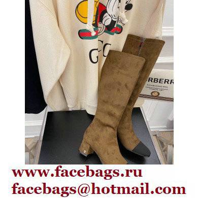 Chanel Heel 5cm High Boots Suede Camel 2021