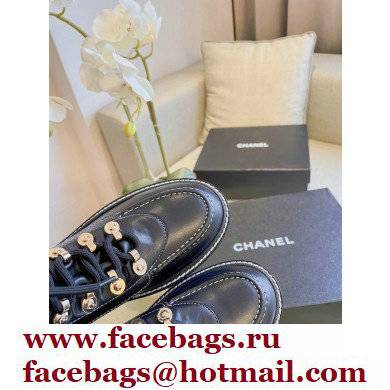 Chanel Lace-Ups Ankle Boots Black 2021