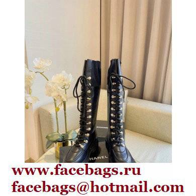 Chanel Lace-Ups High Boots Black 2021