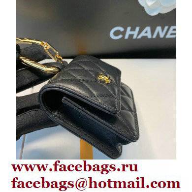 Chanel Lambskin Card Holder with Jewel Hook AP2397 Black/Gold 2021