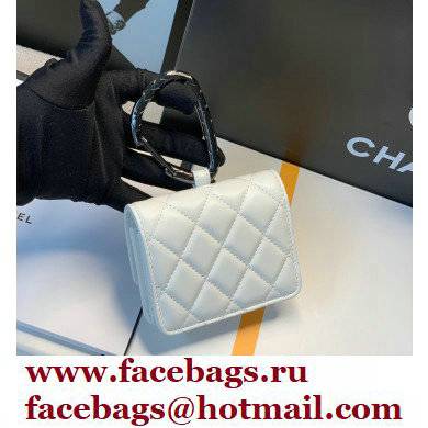 Chanel Lambskin Card Holder with Jewel Hook AP2397 White 2021