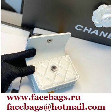 Chanel Lambskin Card Holder with Jewel Hook AP2397 White 2021