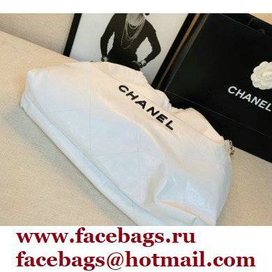 Chanel Logo Waxy Calfskin Large Drawstring Bucket Shopping Bag White/Black 2021