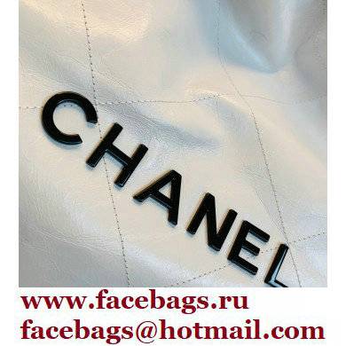 Chanel Logo Waxy Calfskin Large Drawstring Bucket Shopping Bag White/Black 2021