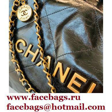 Chanel Logo Waxy Calfskin Small Drawstring Bucket Shopping Bag Black/Gold 2021