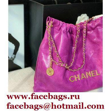 Chanel Logo Waxy Calfskin Small Drawstring Bucket Shopping Bag Fuchsia 2021