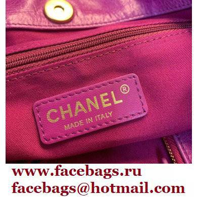 Chanel Logo Waxy Calfskin Small Drawstring Bucket Shopping Bag Fuchsia 2021