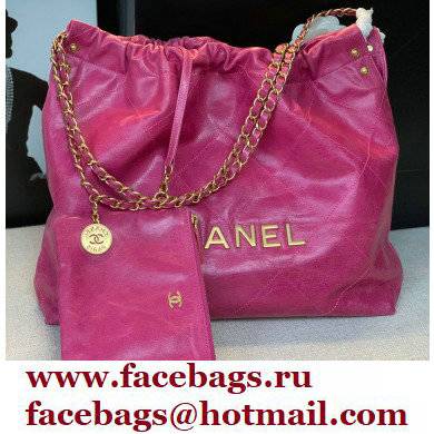 Chanel Logo Waxy Calfskin Small Drawstring Bucket Shopping Bag Rosy 2021