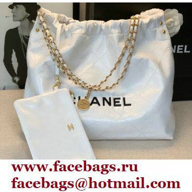 Chanel Logo Waxy Calfskin Small Drawstring Bucket Shopping Bag White/Black 2021