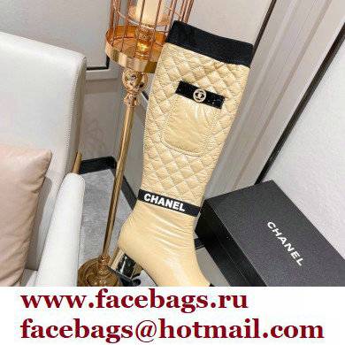 Chanel Mixed Fibers Heel 5cm High Boots G38428 Beige 2021