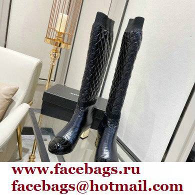 Chanel Mixed Fibers Heel 5cm High Boots G38428 Black 2021