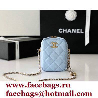 Chanel Pearl Calfskin Vertical Camera Bag AS2857 in Original Quality Light Blue 2021