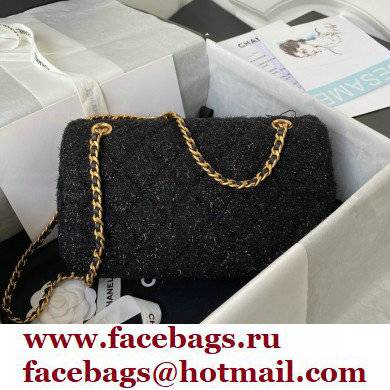 Chanel Tweed Medium Classic Flap Bag AS2820 Black 2021