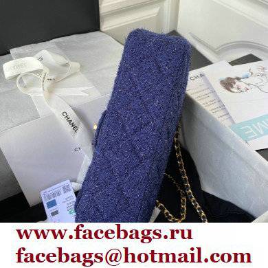 Chanel Tweed Medium Classic Flap Bag AS2820 Blue 2021