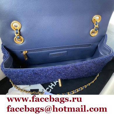 Chanel Tweed Medium Classic Flap Bag AS2820 Blue 2021