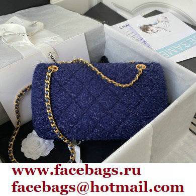 Chanel Tweed Medium Classic Flap Bag AS2820 Blue 2021