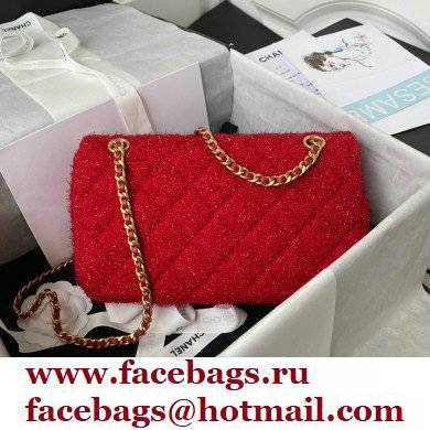 Chanel Tweed Medium Classic Flap Bag AS2820 Red 2021