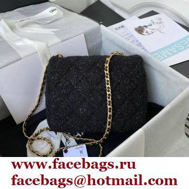 Chanel Tweed Small Classic Flap Bag AS2819 Black 2021