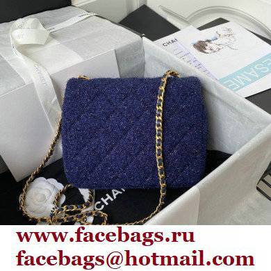 Chanel Tweed Small Classic Flap Bag AS2819 Blue 2021