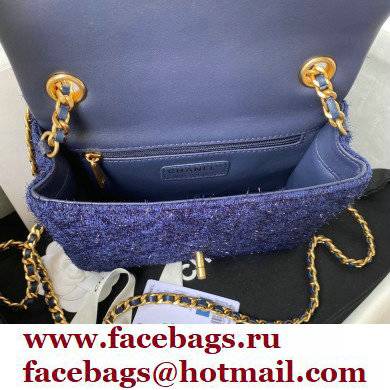 Chanel Tweed Small Classic Flap Bag AS2819 Blue 2021