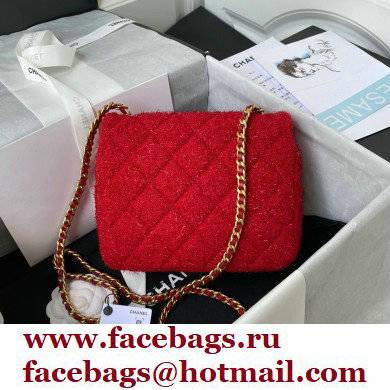 Chanel Tweed Small Classic Flap Bag AS2819 Red 2021