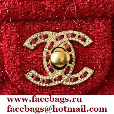 Chanel Tweed Small Classic Flap Bag AS2819 Red 2021